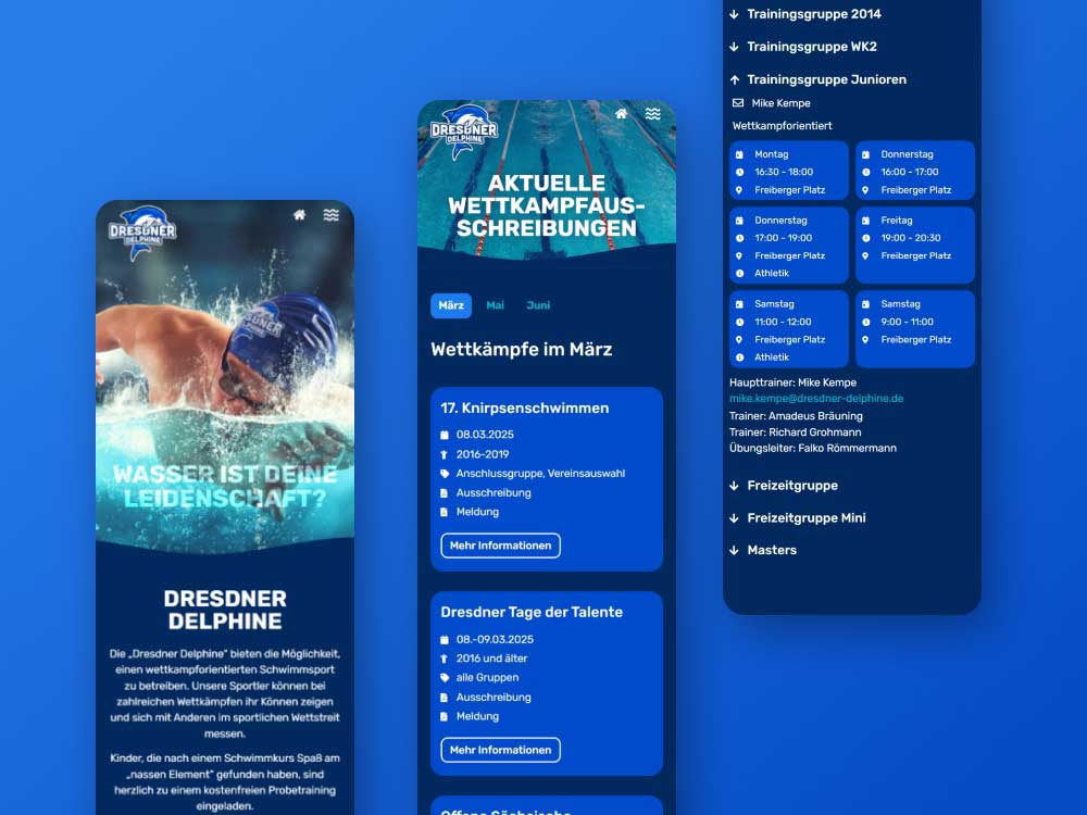 Webdesign Dresden: mobiloptimierte Vereinswebsite Webdesign Dresden: mobiloptimierte Vereinswebsite für die Dresdner Delphine