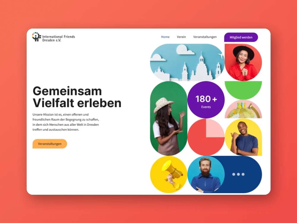 Webdesign Dresden: Vereinswebsite mit klarer Navigation Webdesign Dresden: Vereinswebsite mit freundlichem Look und klarer Navigation