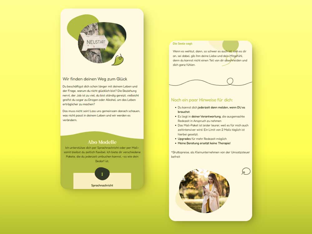 Webdesign für mobil optimierte Homepage Webdesign für mobil optimierte Homepage mit modernem Styling