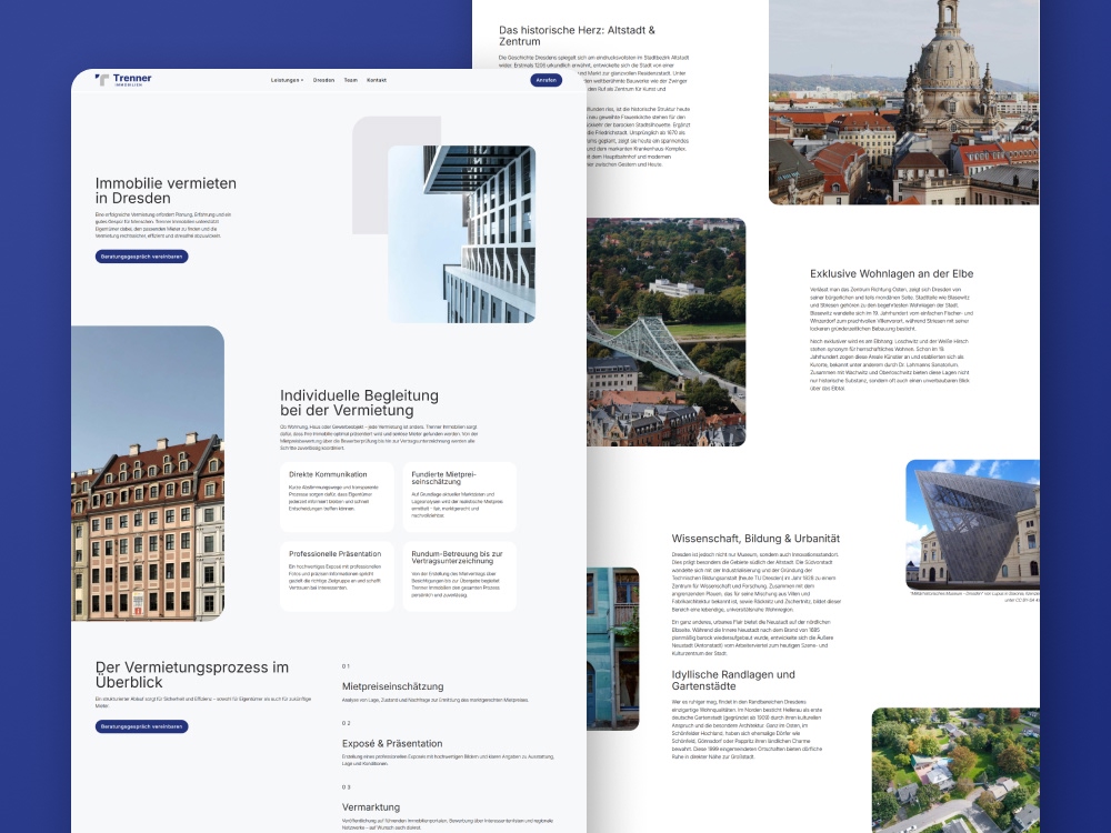Webdesign Dresden: weitere Seitenansicht Trenner Immobilien Webdesign Dresden: weitere Seitenansicht für Trenner Immobilien
