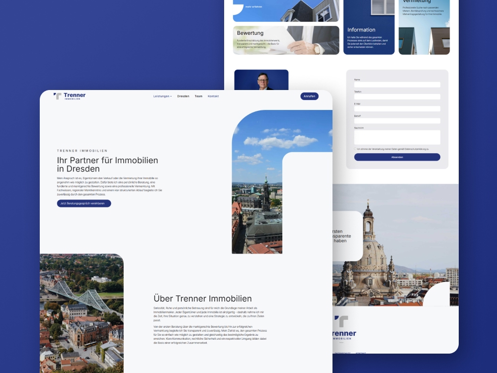 Webdesign Dresden: Trenner Immobilien Webdesign Dresden für Trenner Immobilien mit klarer Struktur und seriösem Auftritt